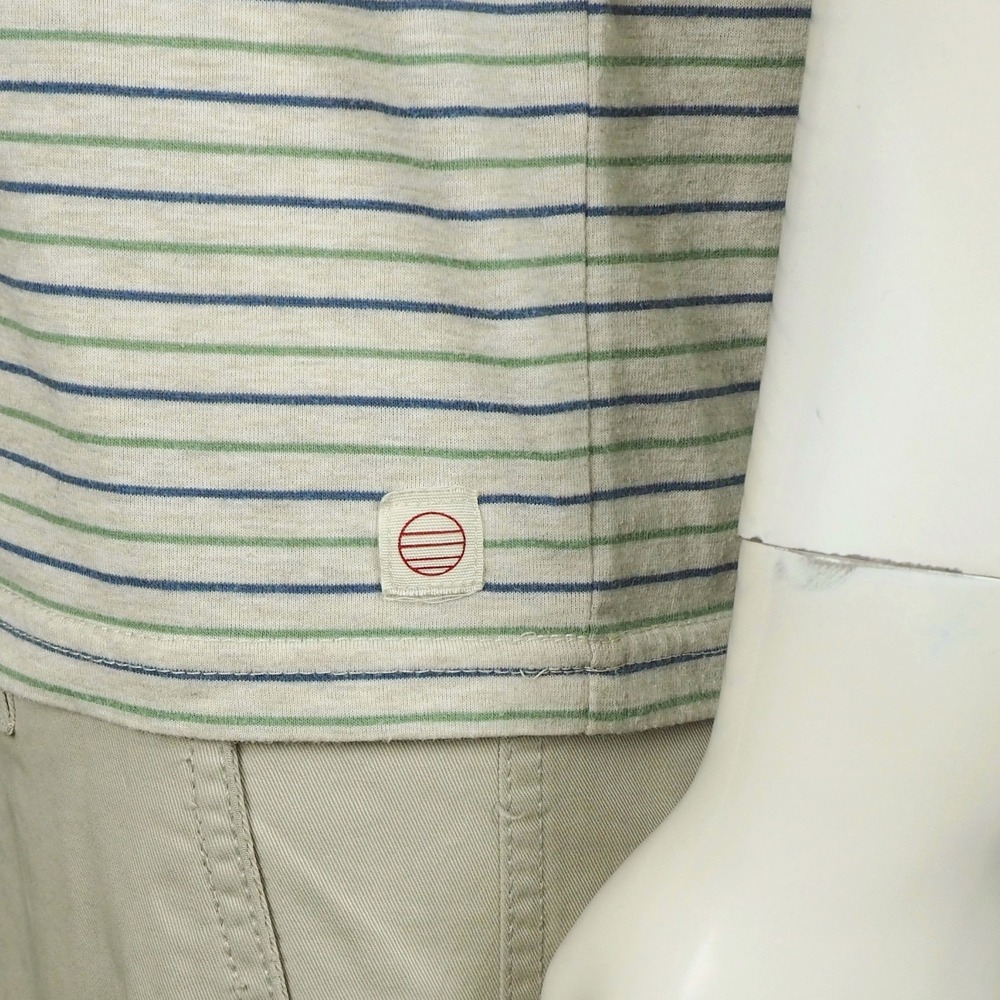 Marine Layer Re-Spun Signature Crew Tee Shirt Mens Medium Beige Striped Retro - Picture 2 of 3